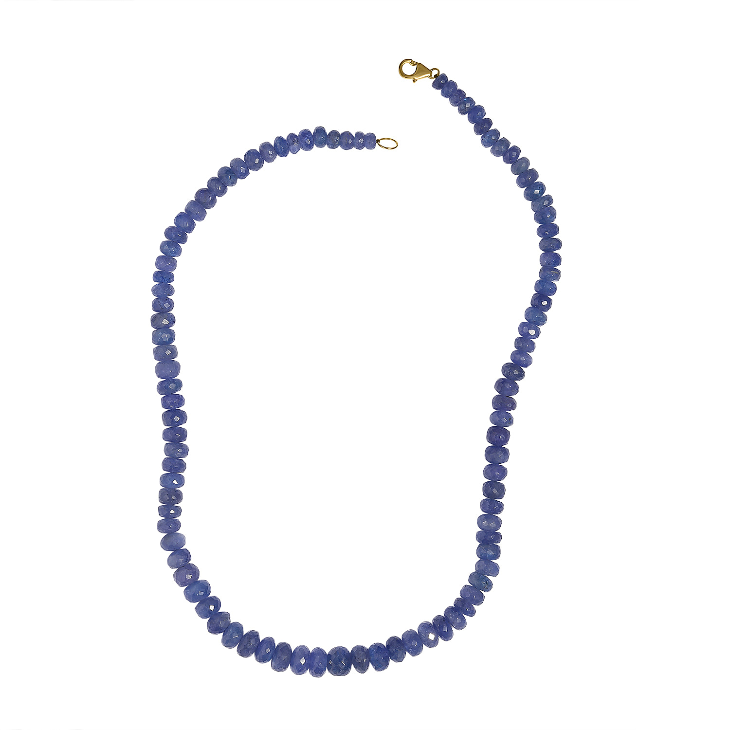 The Majestic Treasure Of Tanzania- 250ct Vivid Deep Blue Faceted Tanzanite Necklace (Size 18)  in 9K Gold