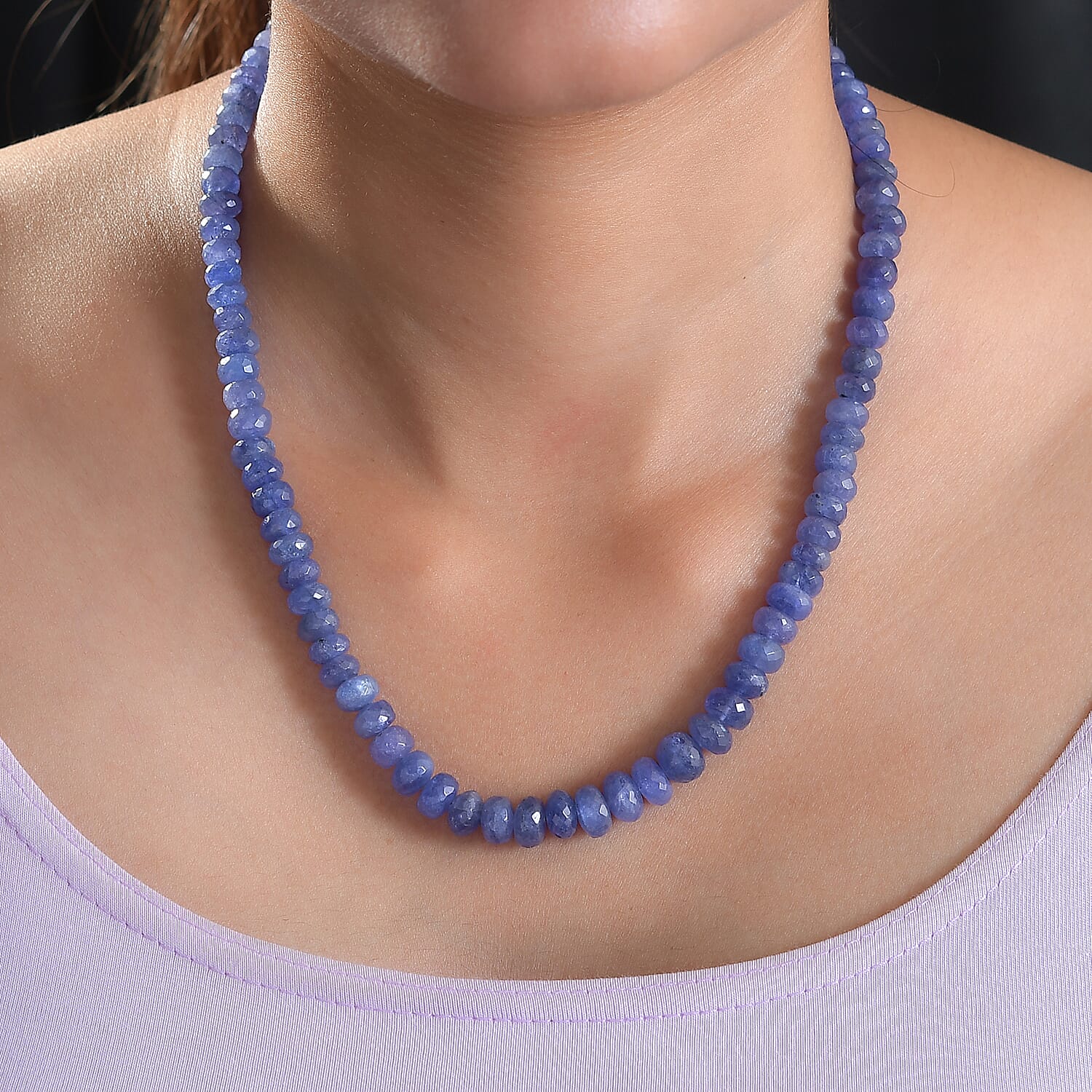 The Majestic Treasure Of Tanzania- 250ct Vivid Deep Blue Faceted Tanzanite Necklace (Size 18)  in 9K Gold