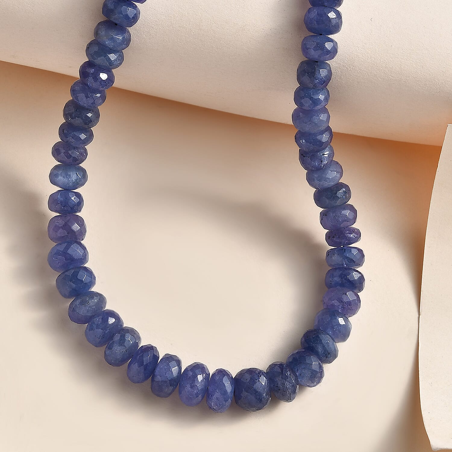 The Majestic Treasure Of Tanzania- 250ct Vivid Deep Blue Faceted Tanzanite Necklace (Size 18)  in 9K Gold