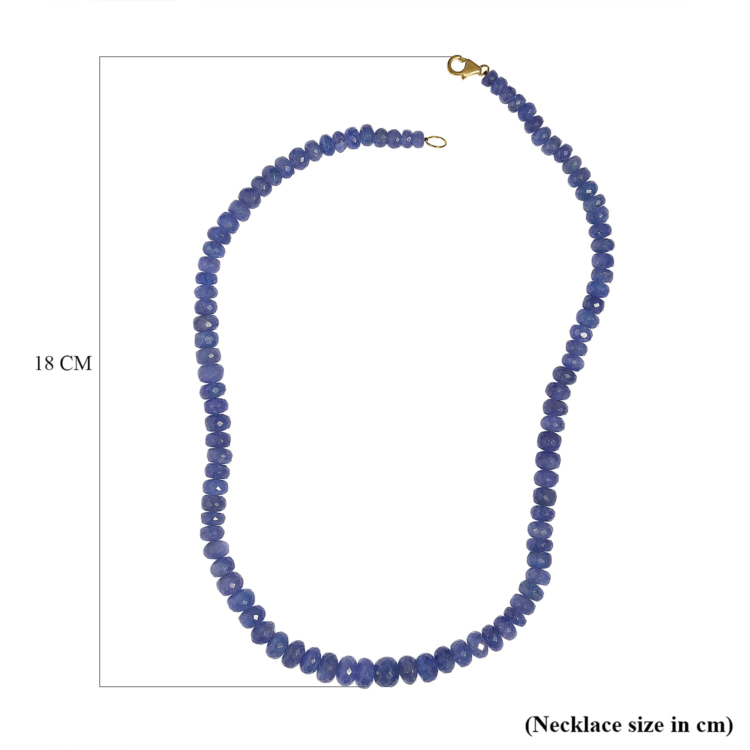 The Majestic Treasure Of Tanzania- 250ct Vivid Deep Blue Faceted Tanzanite Necklace (Size 18)  in 9K Gold