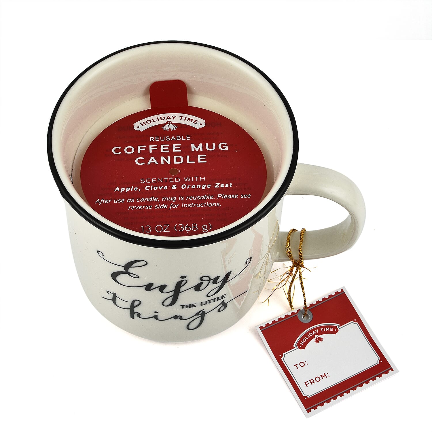 13 0z Enjoy & Happy Mug Candle Set of 2
