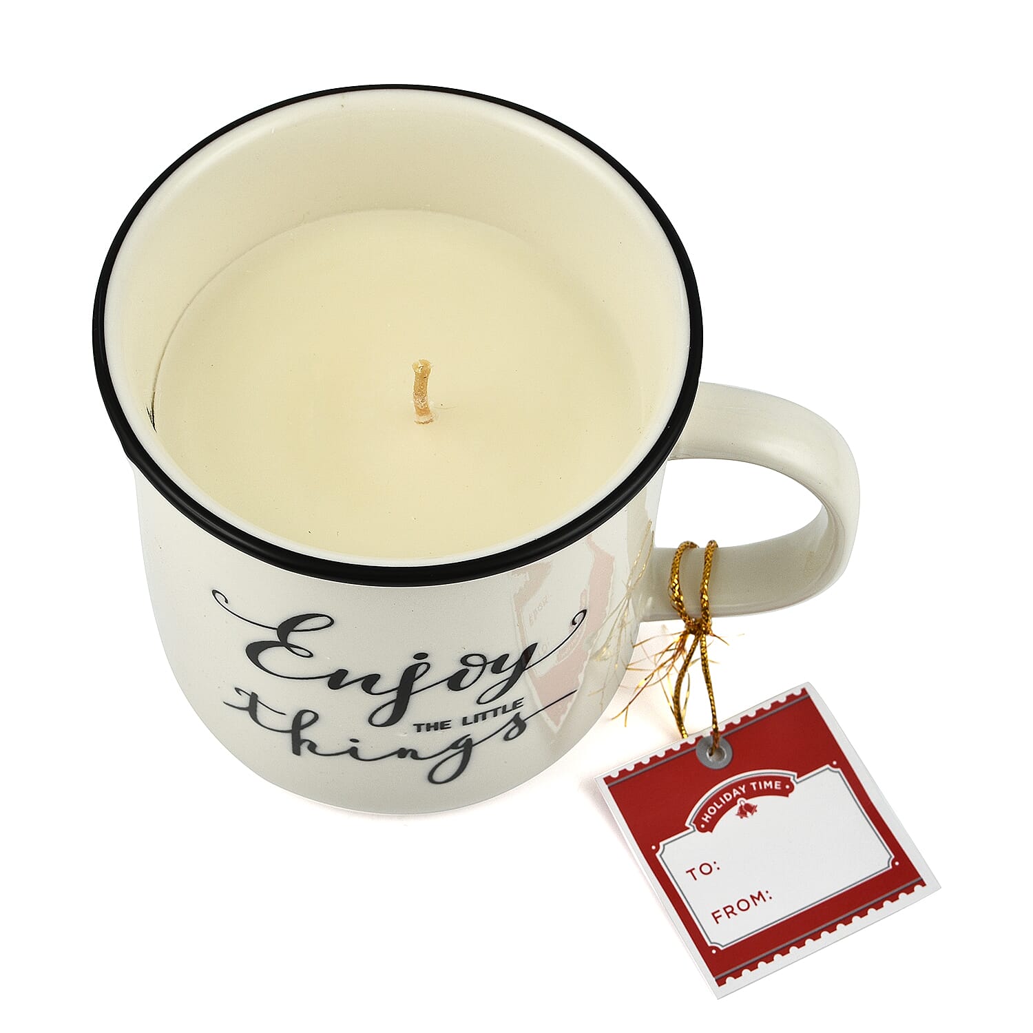 13 0z Enjoy & Happy Mug Candle Set of 2