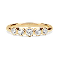 9K Gold SGL Certified Diamond 5 Stone Wedding Band Ring