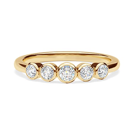 Diamond 5-Stone Band Ring in 9K Yellow Gold, SGL Certified