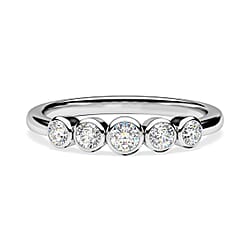 9K Gold SGL Certified Diamond 5 Stone Wedding Band Ring