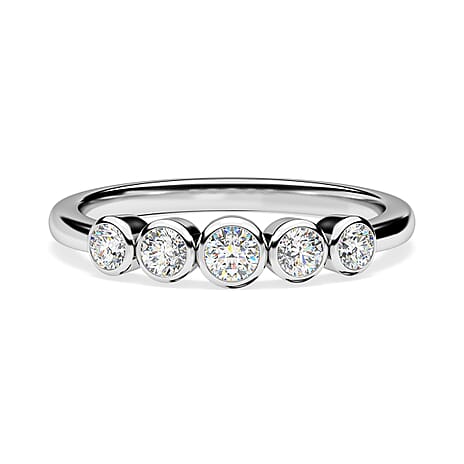9K White Gold SGL Certified Diamond 5 Stone Band Ring 0.50 Ct.