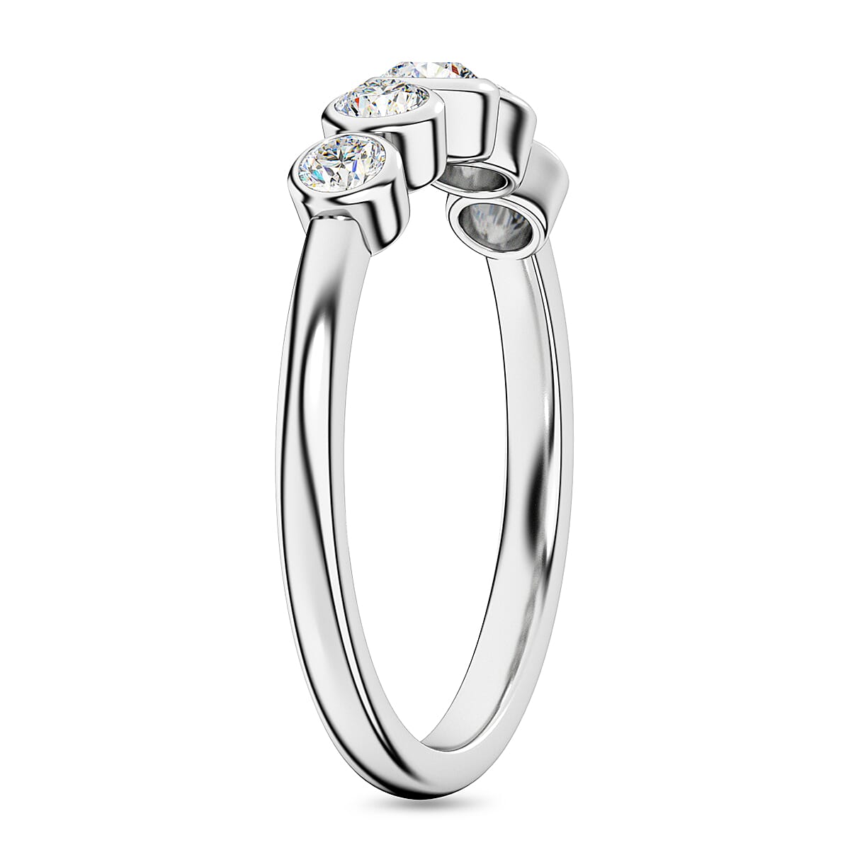 9K Gold SGL Certified Diamond 5 Stone Wedding Band Ring