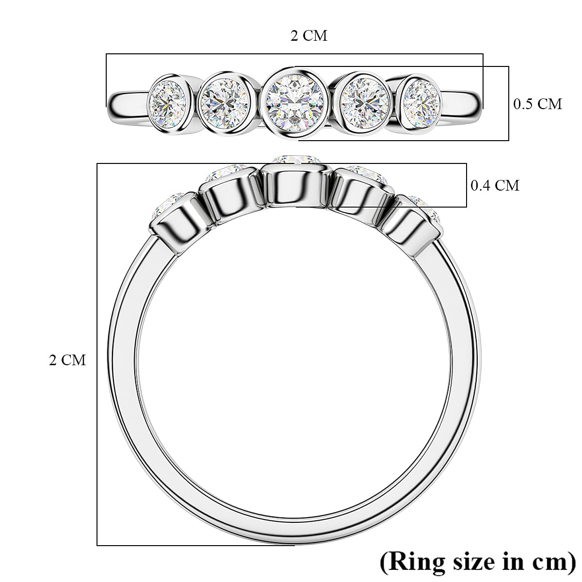 9K Gold SGL Certified Diamond 5 Stone Wedding Band Ring