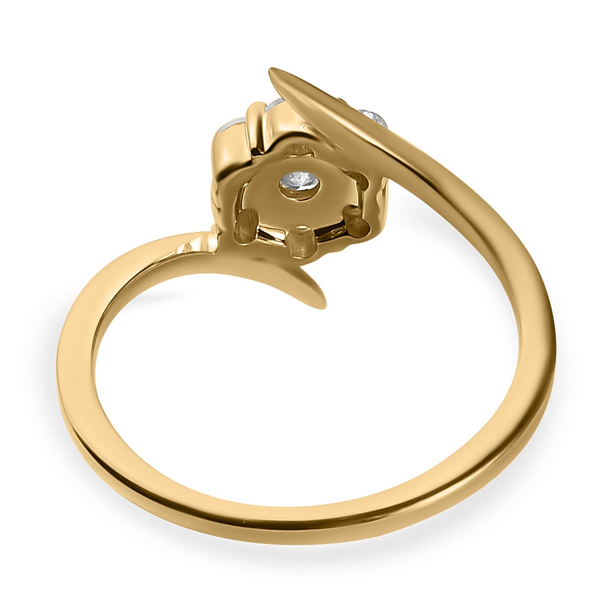 9K Yellow Gold SGL Certified White Diamond Bypass Ring 0.50 Ct.