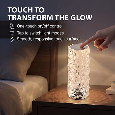USB Rechargeable, Touch Sensor Crystal Diamond Led Table Lamp