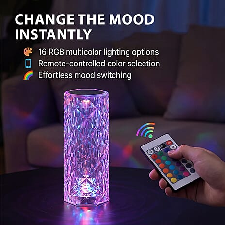 USB Rechargeable, Touch Sensor Crystal Diamond Led Table Lamp