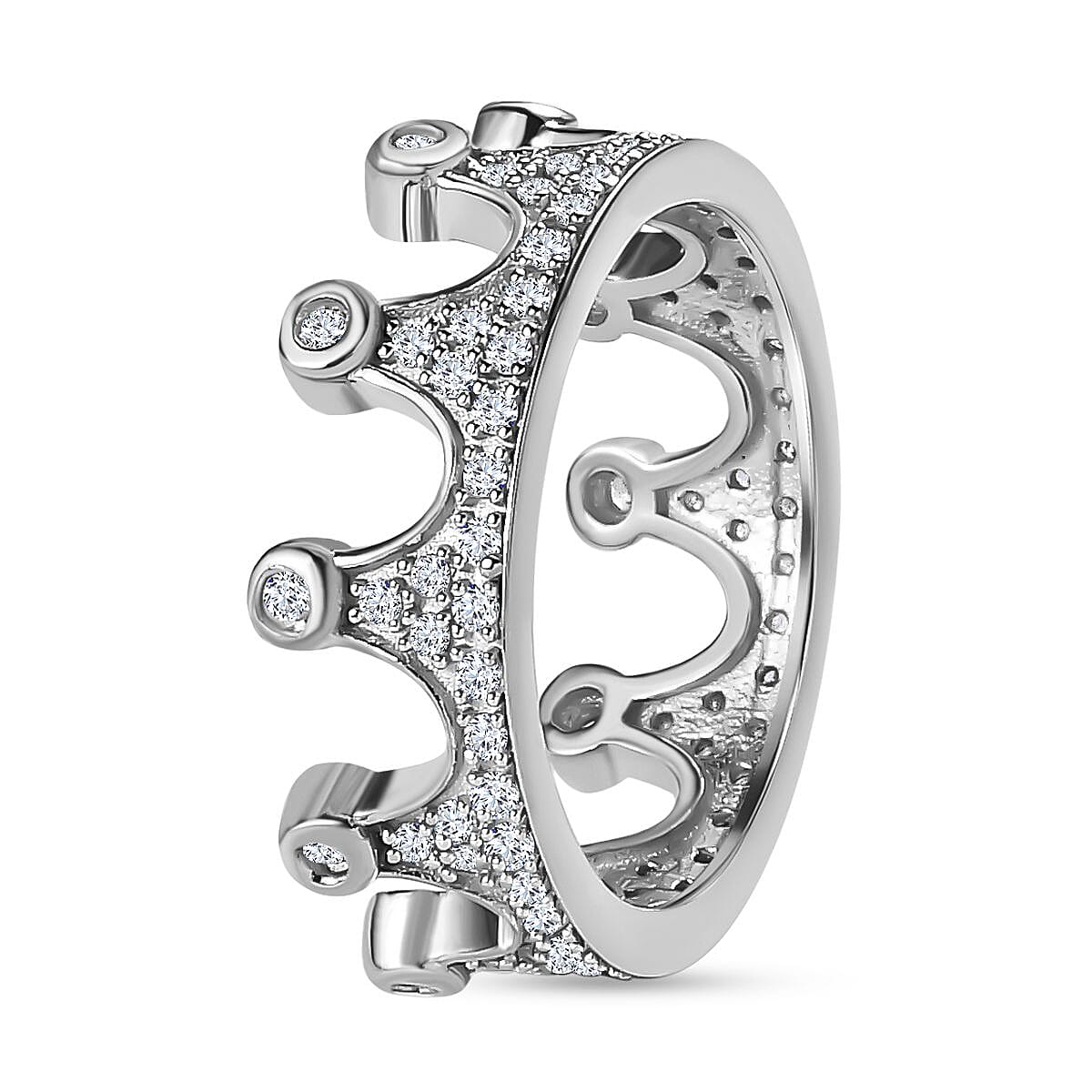 Diamond Crown Ring in Sterling Silver