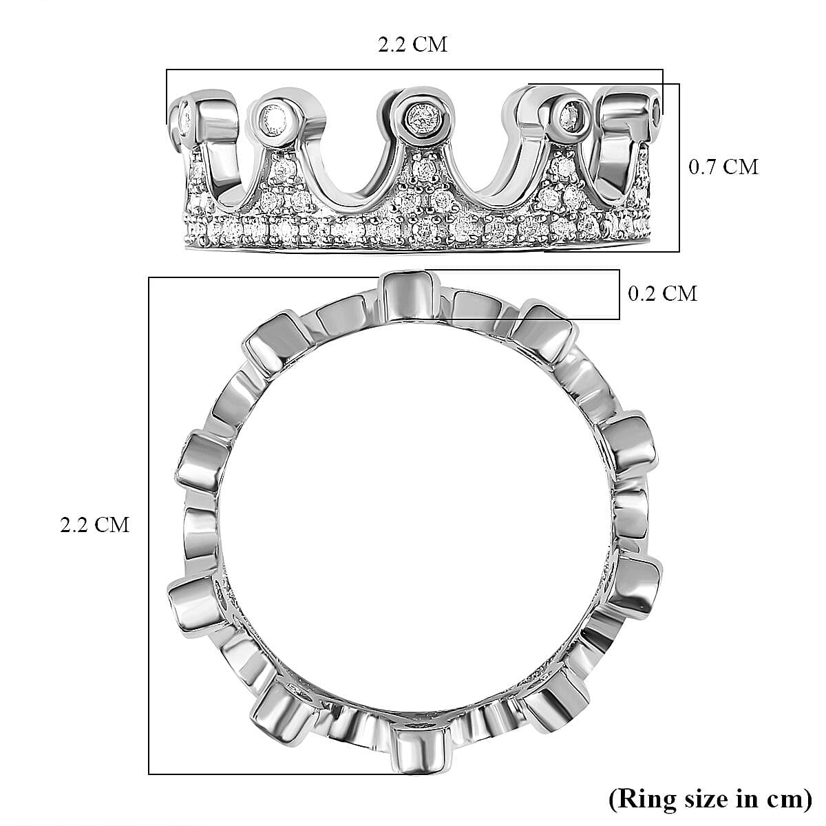 Diamond Crown Ring in Sterling Silver