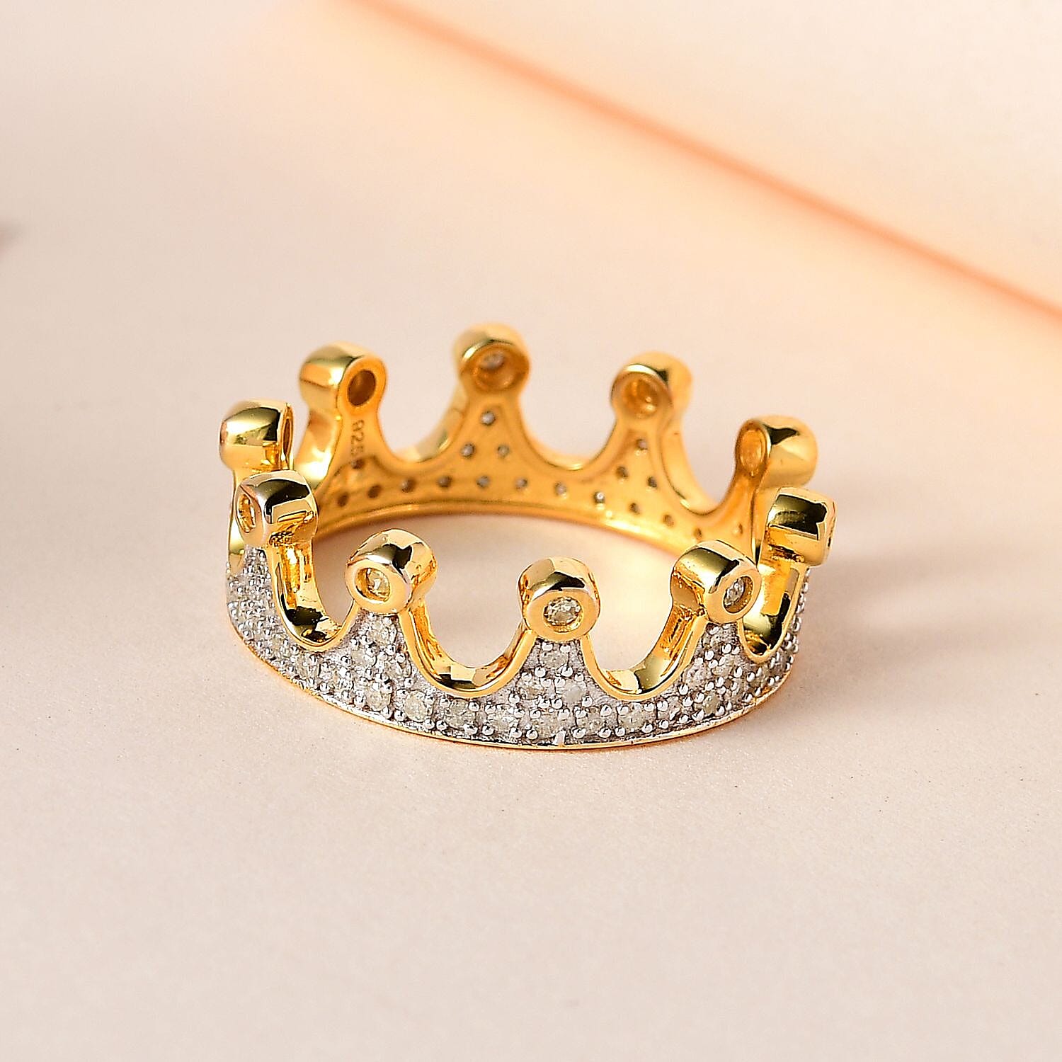 Diamond Crown Ring in Sterling Silver