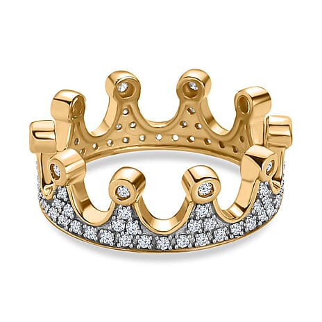 Diamond Crown Ring in 18K Yellow Gold Vermeil Sterling Silver