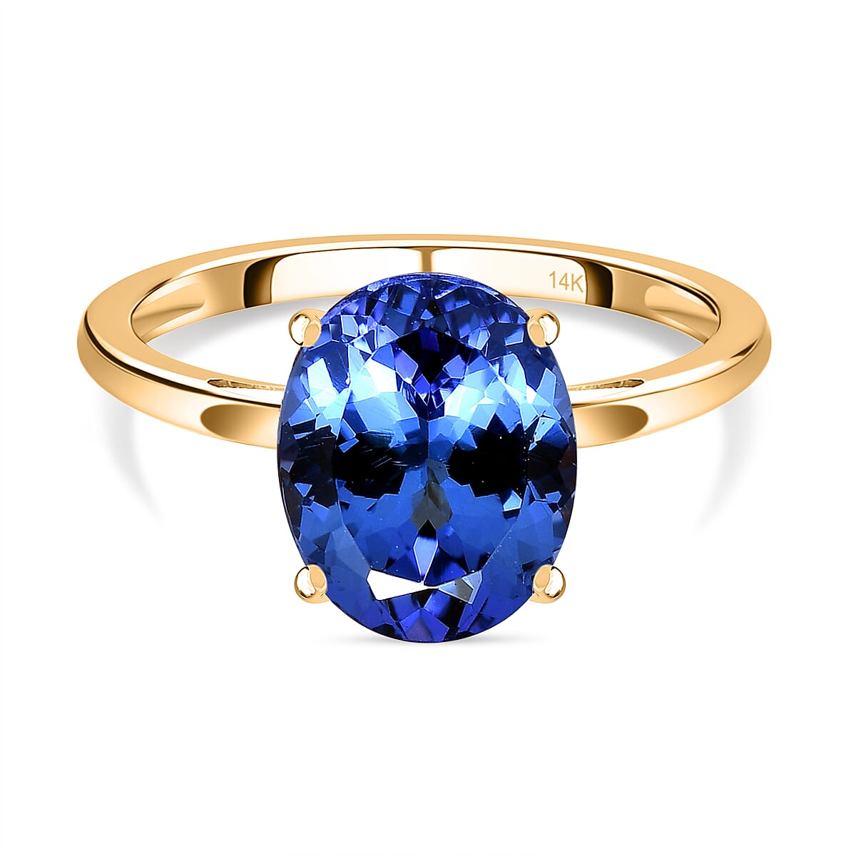 14K Yellow Gold AAA Tanzanite Solitaire Ring 3.00 Ct