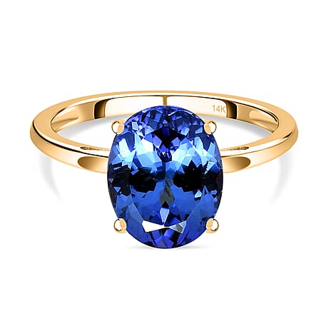 14K Yellow Gold AAA Tanzanite Solitaire Ring 3.00 Ct