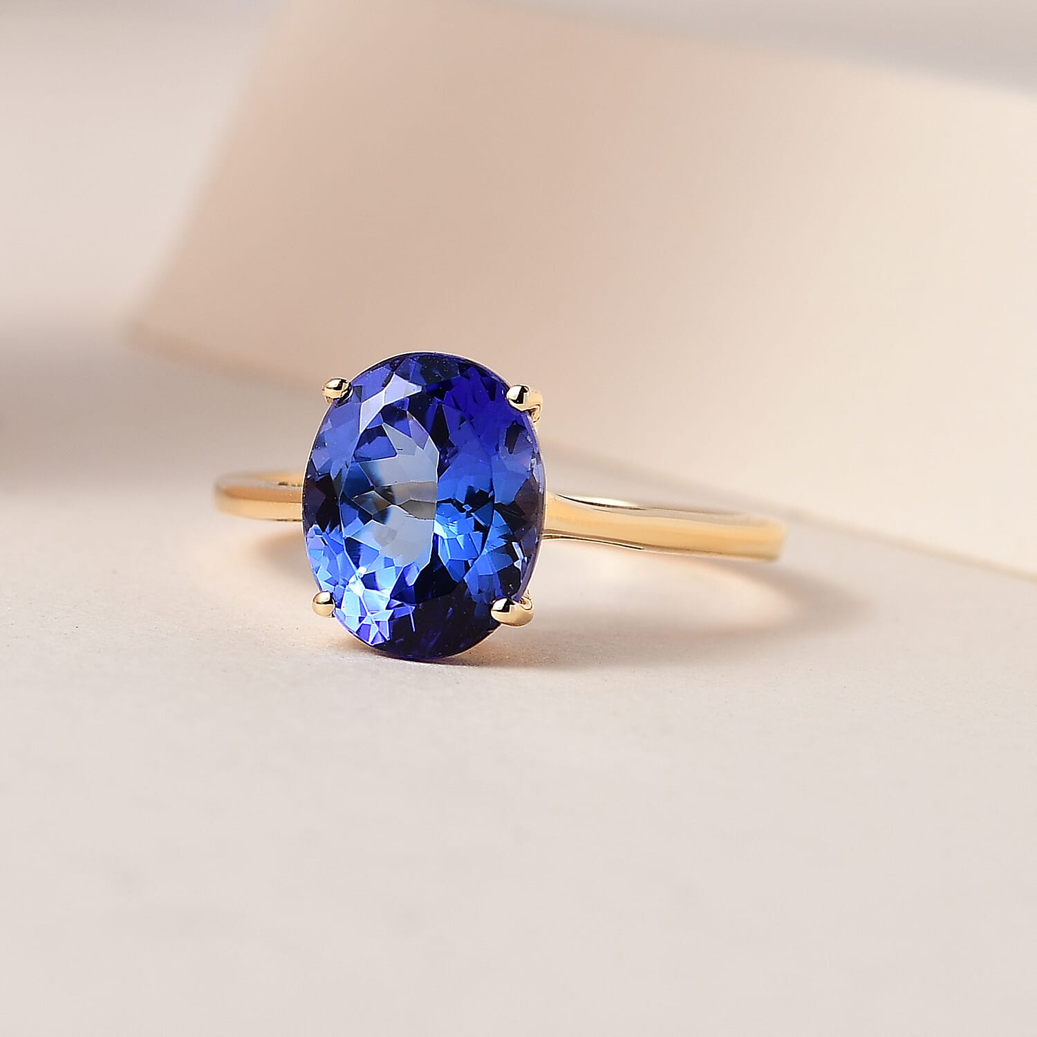 14K Yellow Gold AAA Tanzanite Solitaire Ring 3.00 Ct