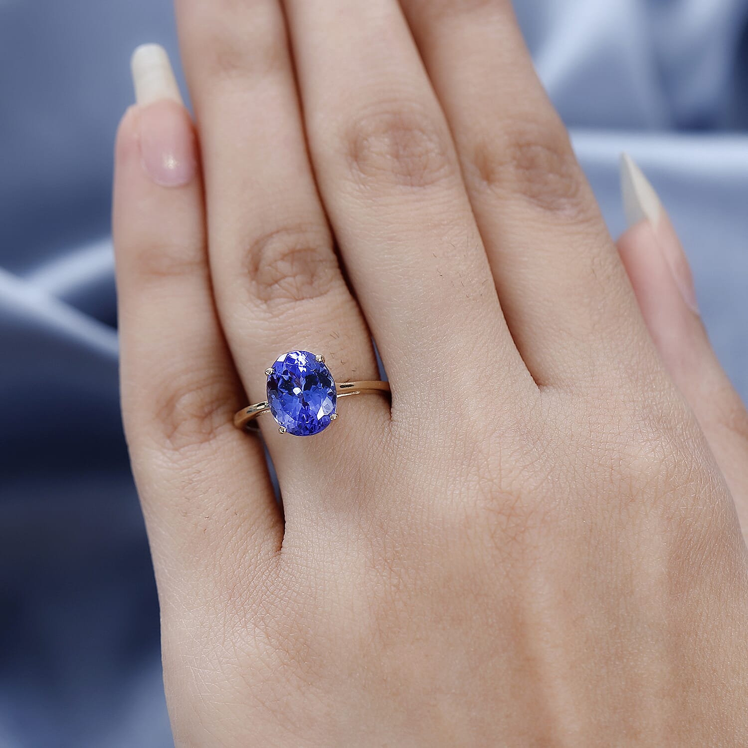 14K Yellow Gold AAA Tanzanite Solitaire Ring 3.00 Ct