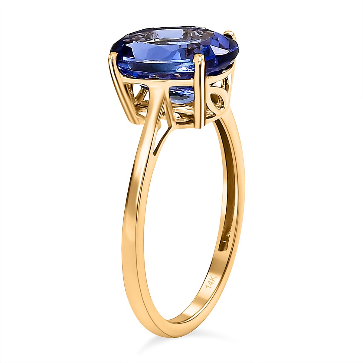 14K Yellow Gold AAA Tanzanite Solitaire Ring 3.00 Ct