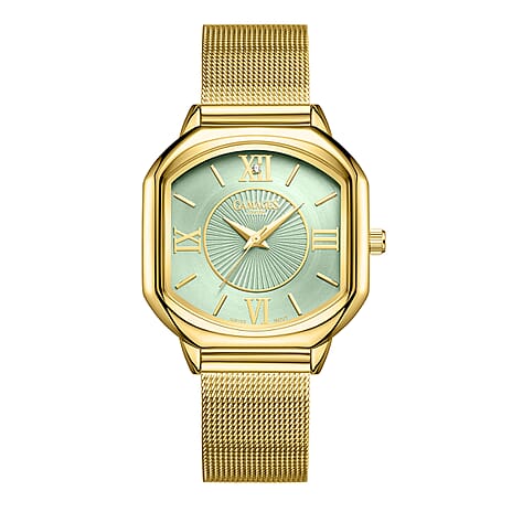 Gamages of London Ladies Countess Blue Dial Diamond Studded Watch with Gold Mesh Bracelet