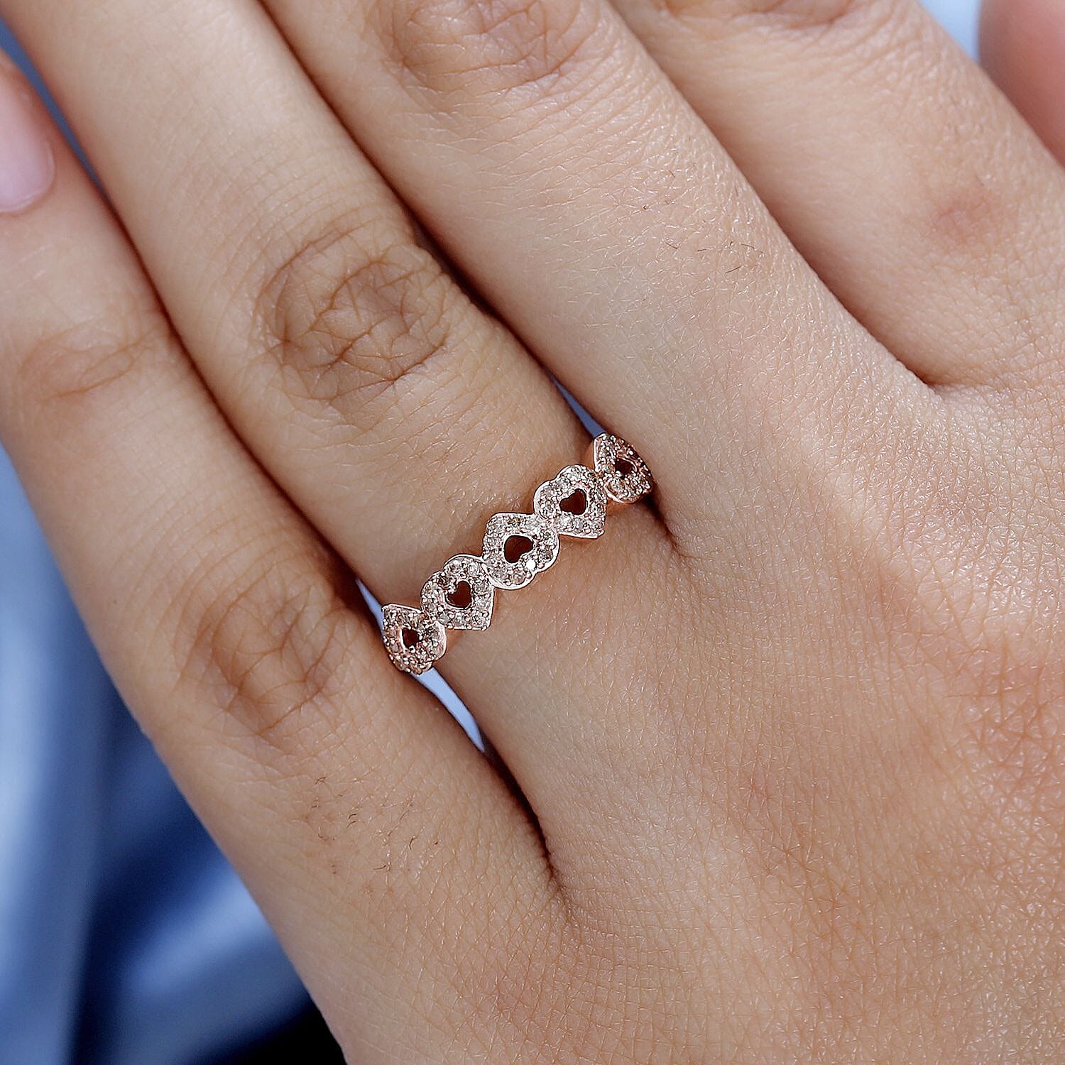 9K Rose Gold SGL Certified Champagne Diamond Heart Ring 0.20 Ct