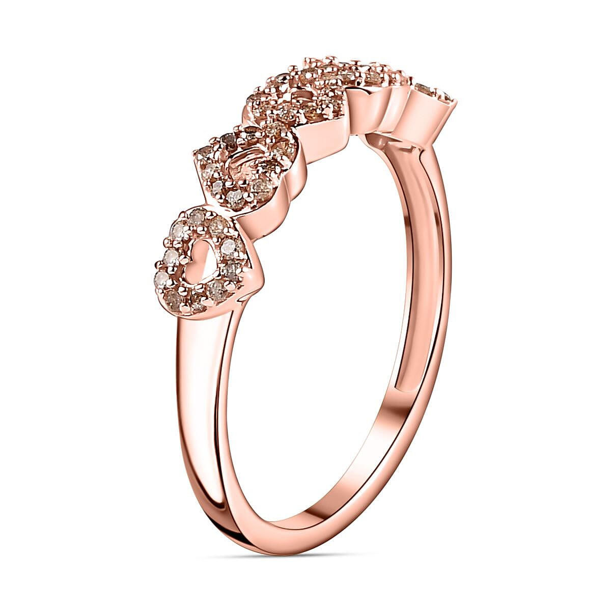 9K Rose Gold SGL Certified Champagne Diamond Heart Ring 0.20 Ct