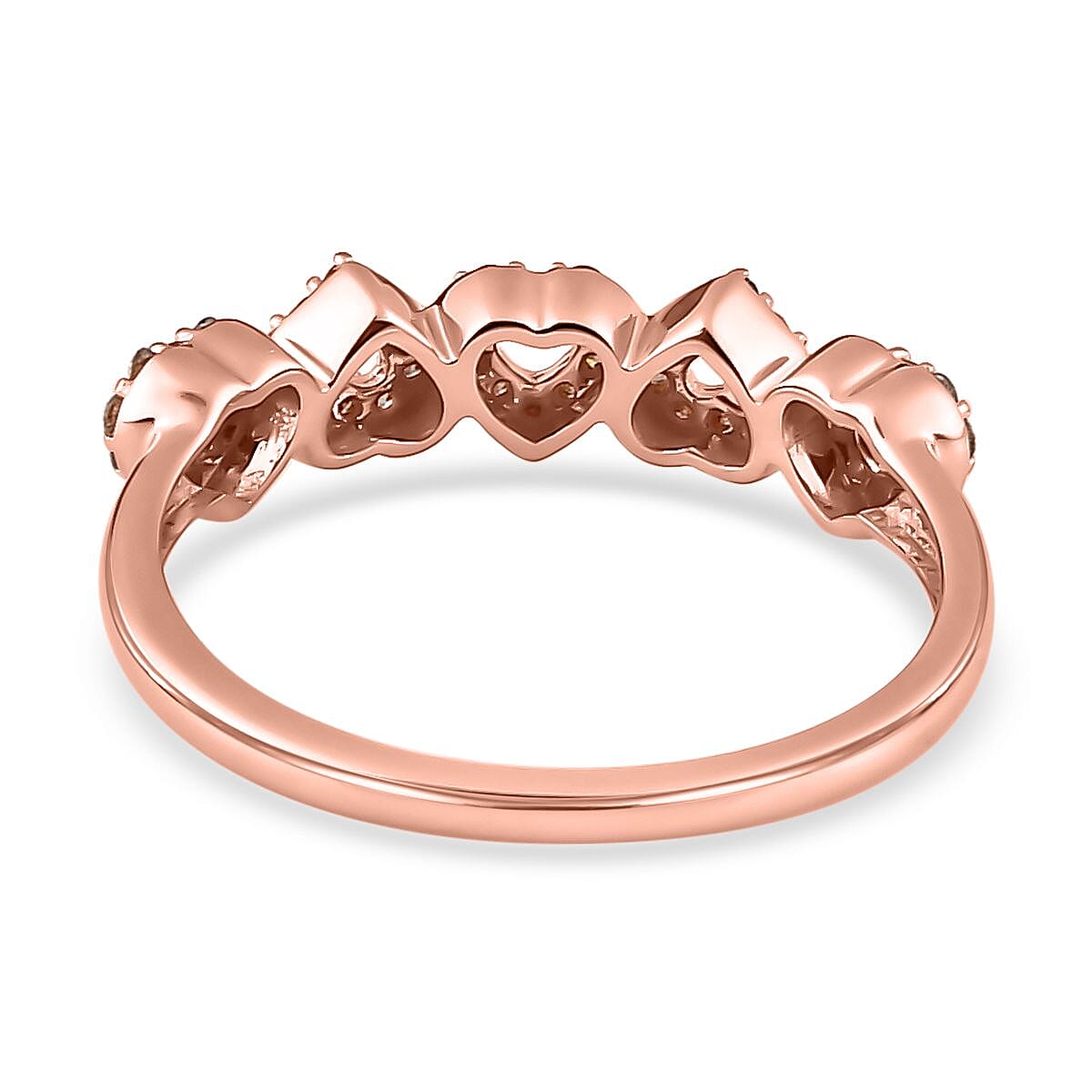 9K Rose Gold SGL Certified Champagne Diamond Heart Ring 0.20 Ct