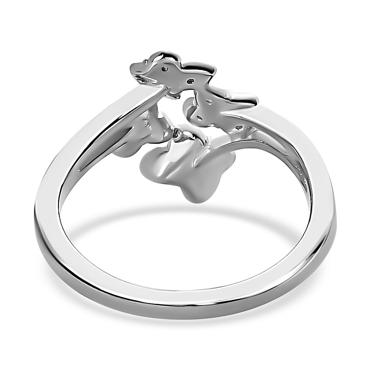 Black and White Diamond Ring in 18K Vermeil Yellow Gold and Platinum Plated Sterling Silver 0.04 Ct