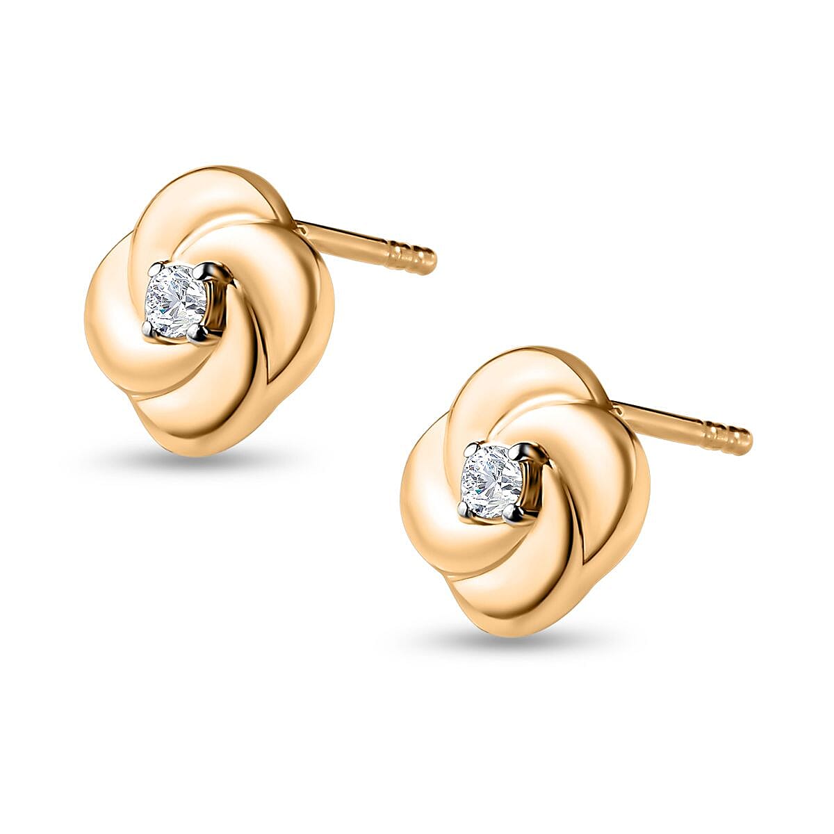 9K Yellow Gold SGL Certified Diamond (G-H) Knot Stud Earrings