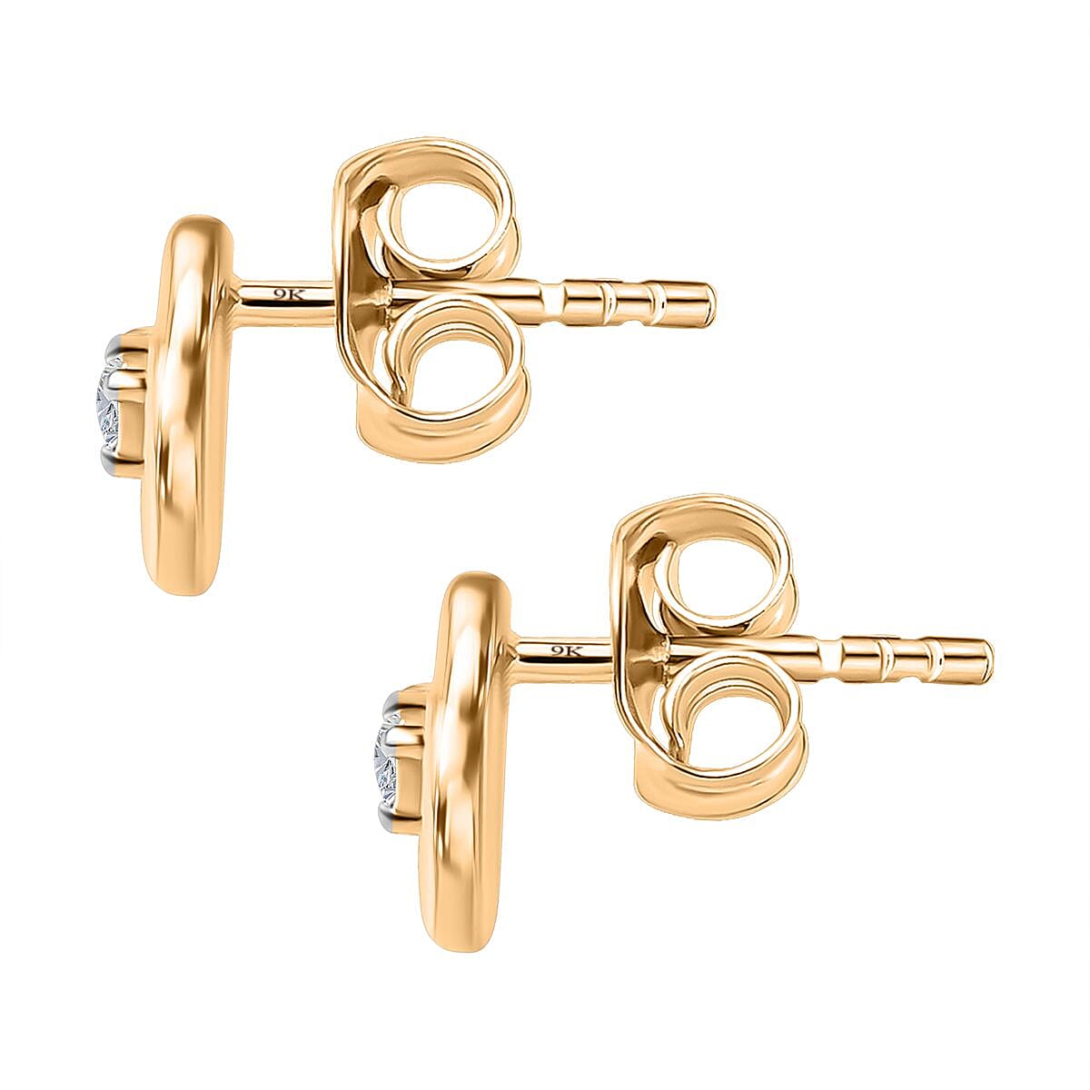 9K Yellow Gold SGL Certified Diamond (G-H) Knot Stud Earrings