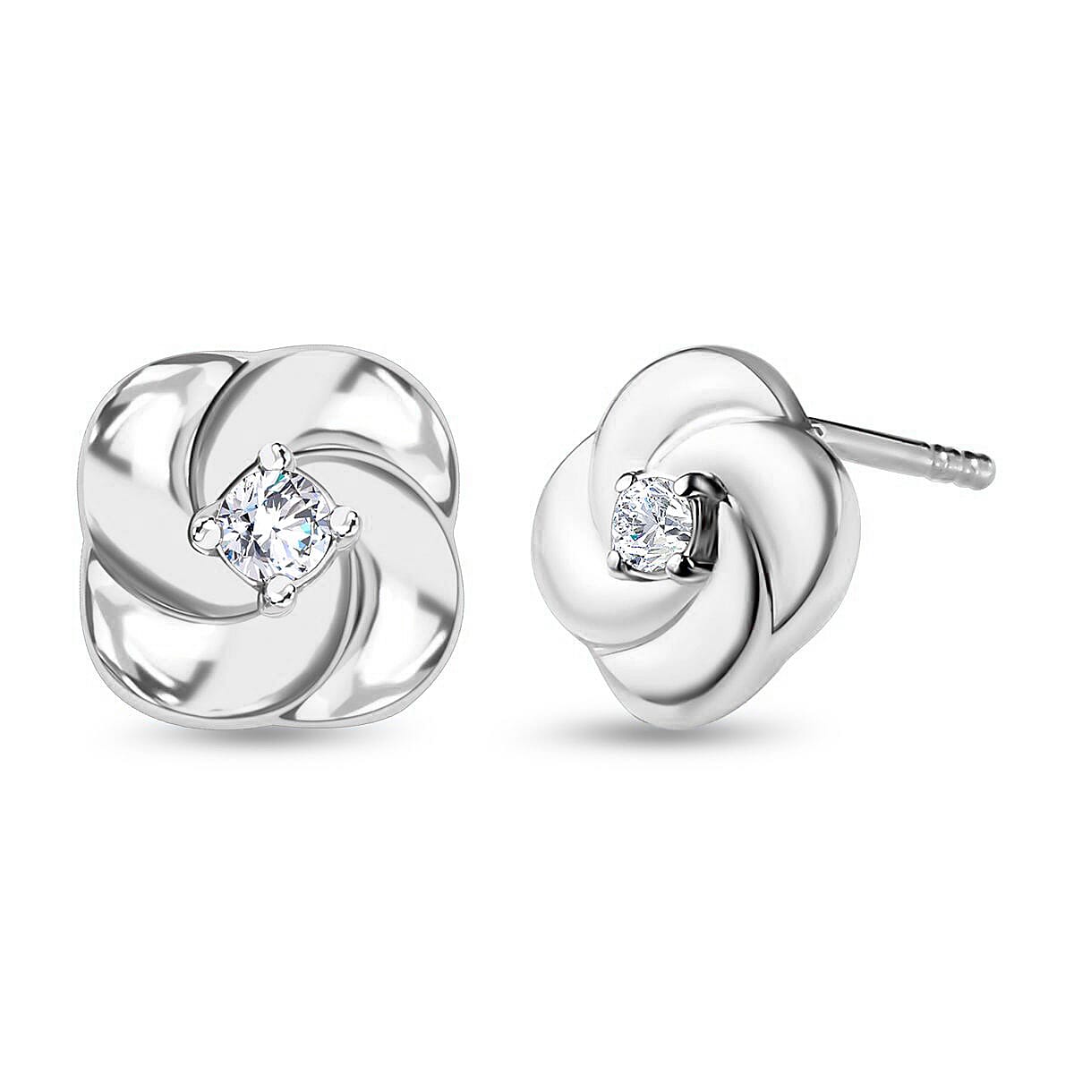 9K White Gold SGL Certified Diamond (G-H) Knot Stud Earrings