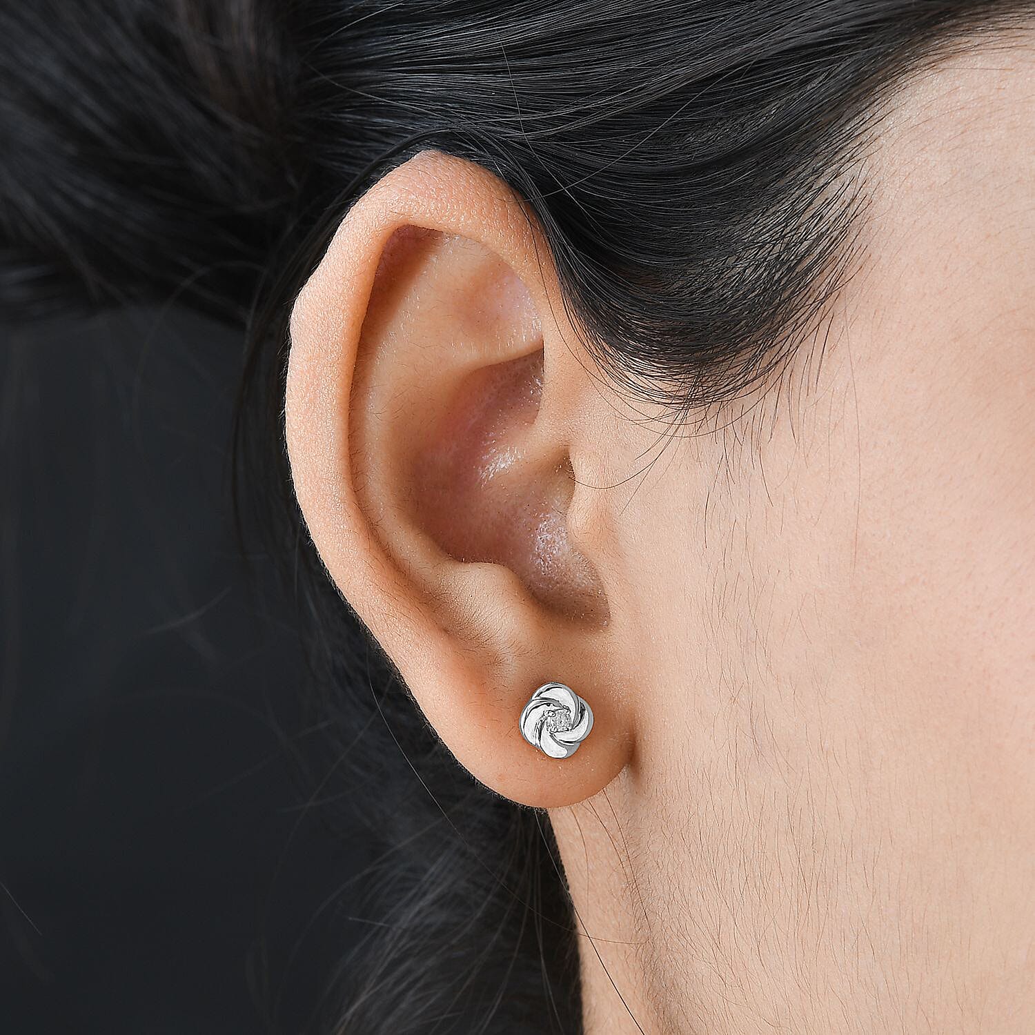 9K White Gold SGL Certified Diamond (G-H) Knot Stud Earrings