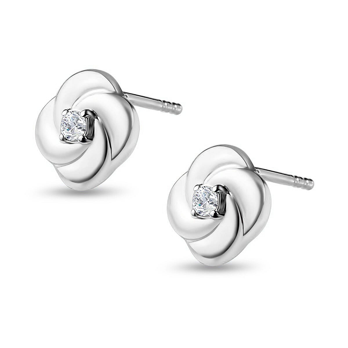 9K White Gold SGL Certified Diamond (G-H) Knot Stud Earrings