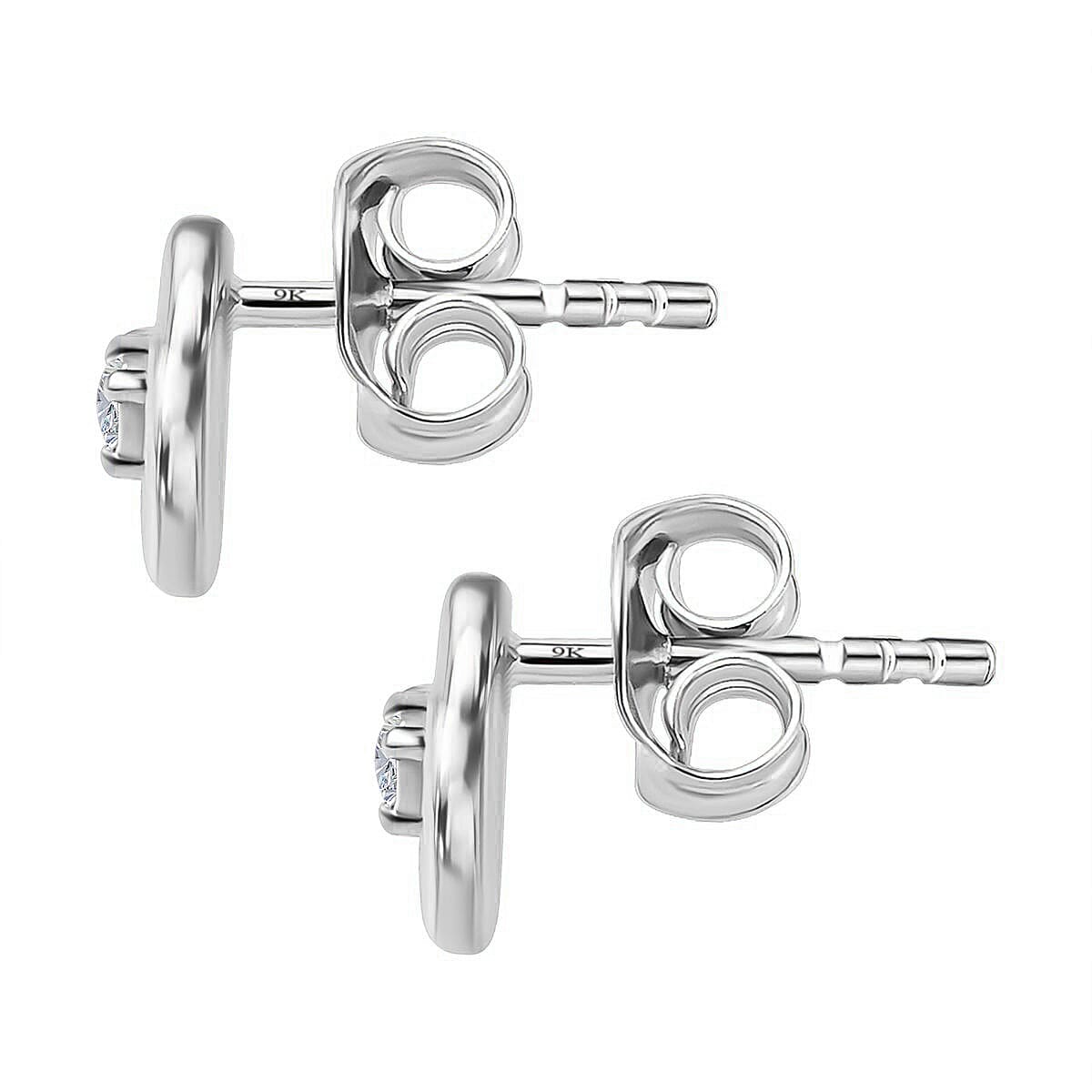 9K White Gold SGL Certified Diamond (G-H) Knot Stud Earrings