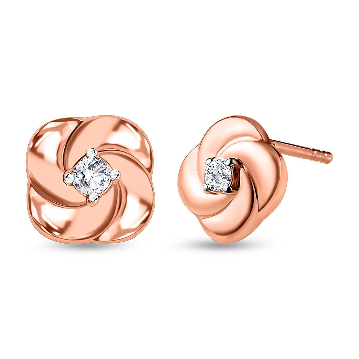 9K Rose Gold SGL Certified Diamond (G-H) Knot Stud Earrings