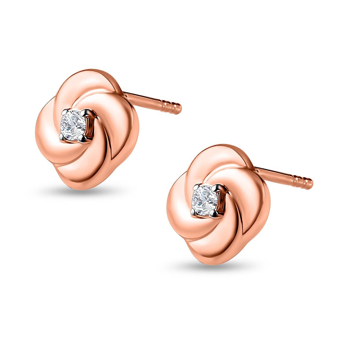 9K Rose Gold SGL Certified Diamond (G-H) Knot Stud Earrings