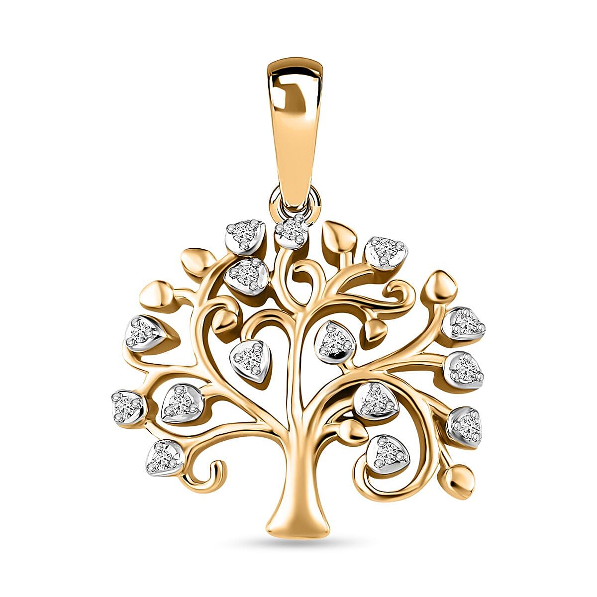 9K Yellow Gold SGL Certified Diamond (G-H) Tree of Life Pendant