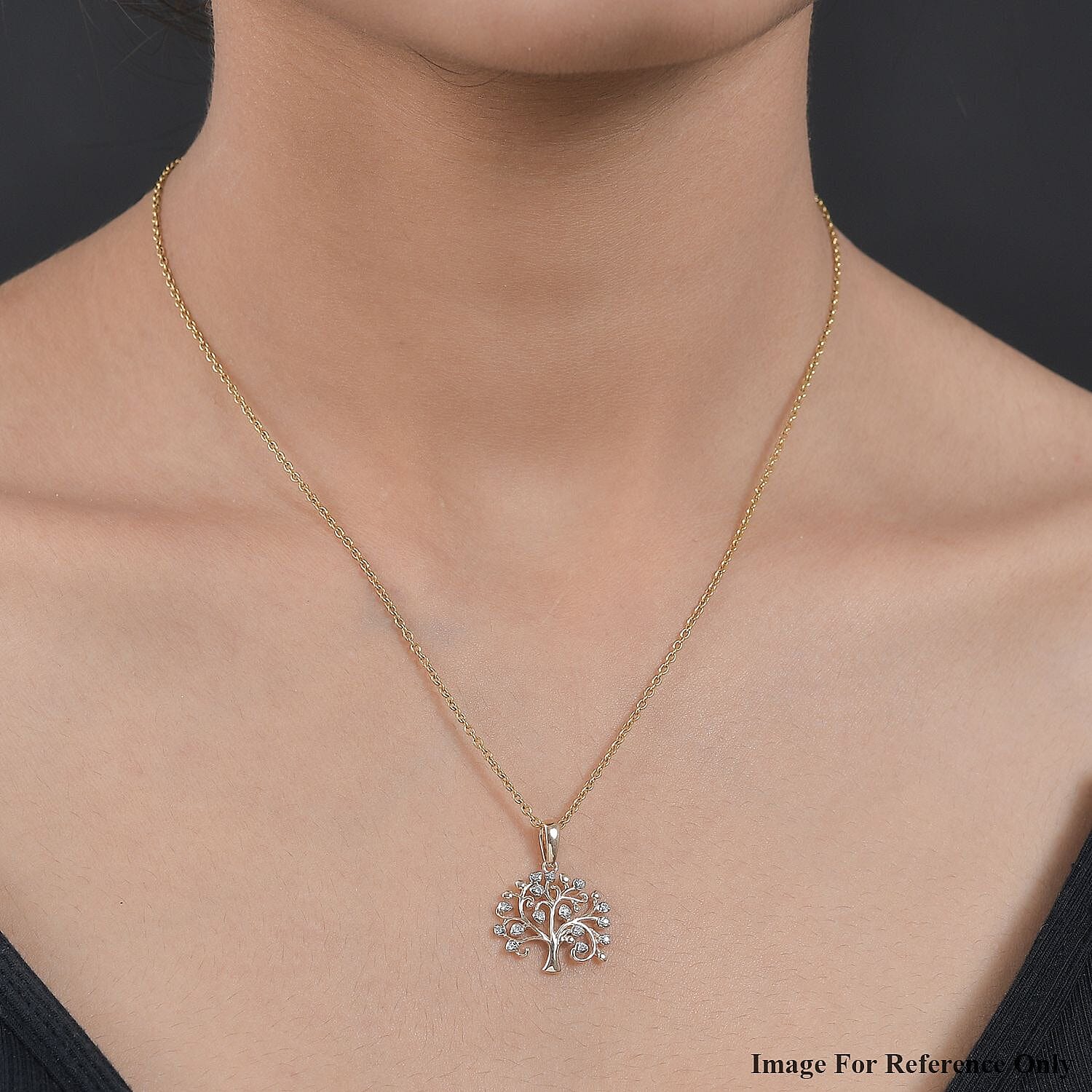 9K Yellow Gold SGL Certified Diamond (G-H) Tree of Life Pendant