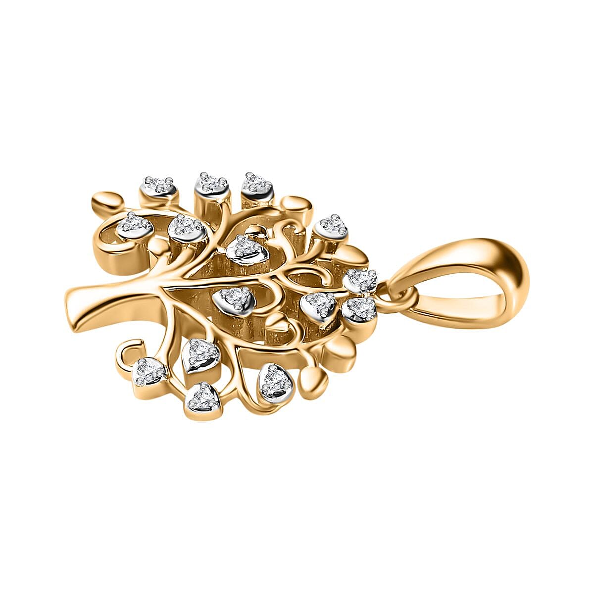 9K Yellow Gold SGL Certified Diamond (G-H) Tree of Life Pendant