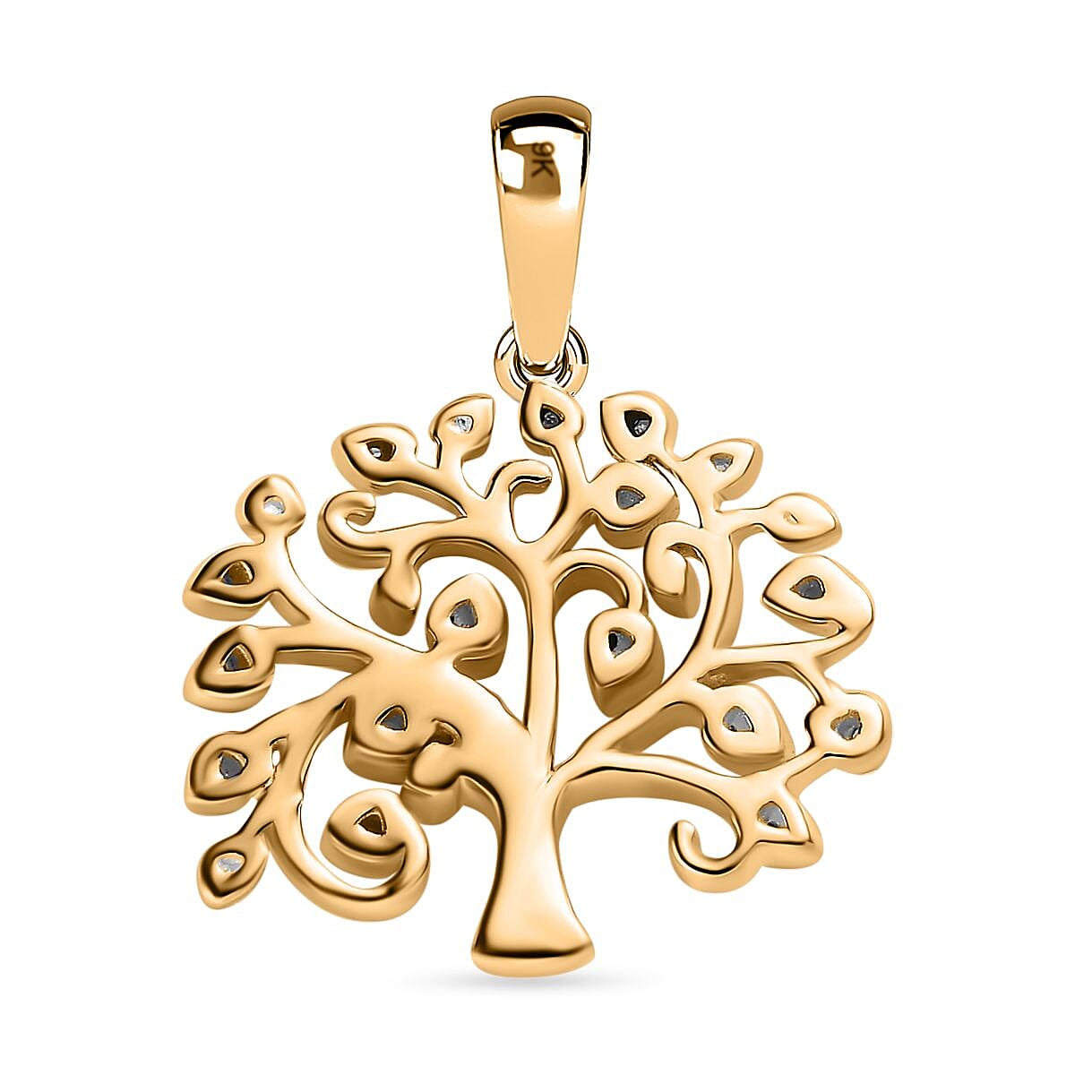 9K Yellow Gold SGL Certified Diamond (G-H) Tree of Life Pendant
