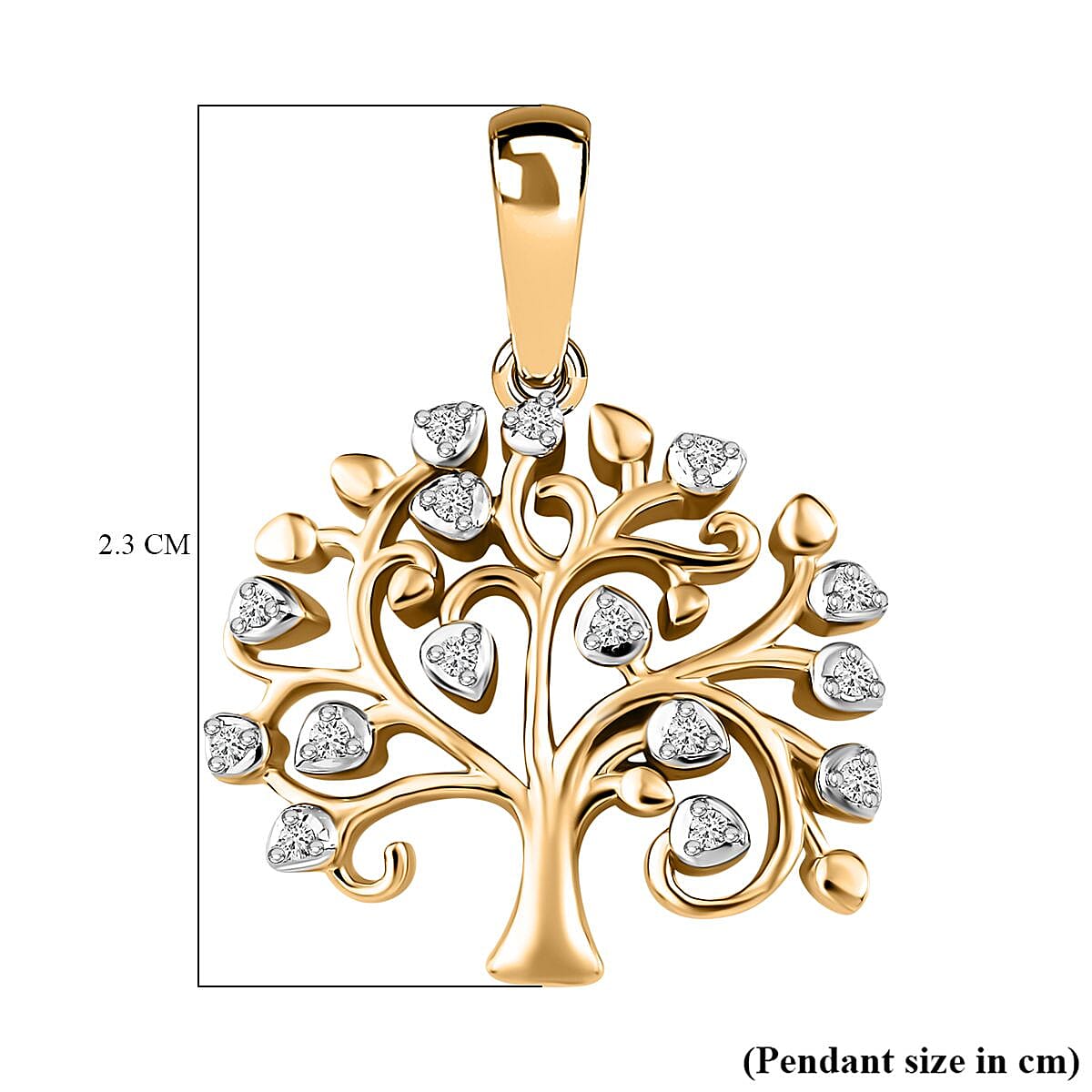 9K Yellow Gold SGL Certified Diamond (G-H) Tree of Life Pendant