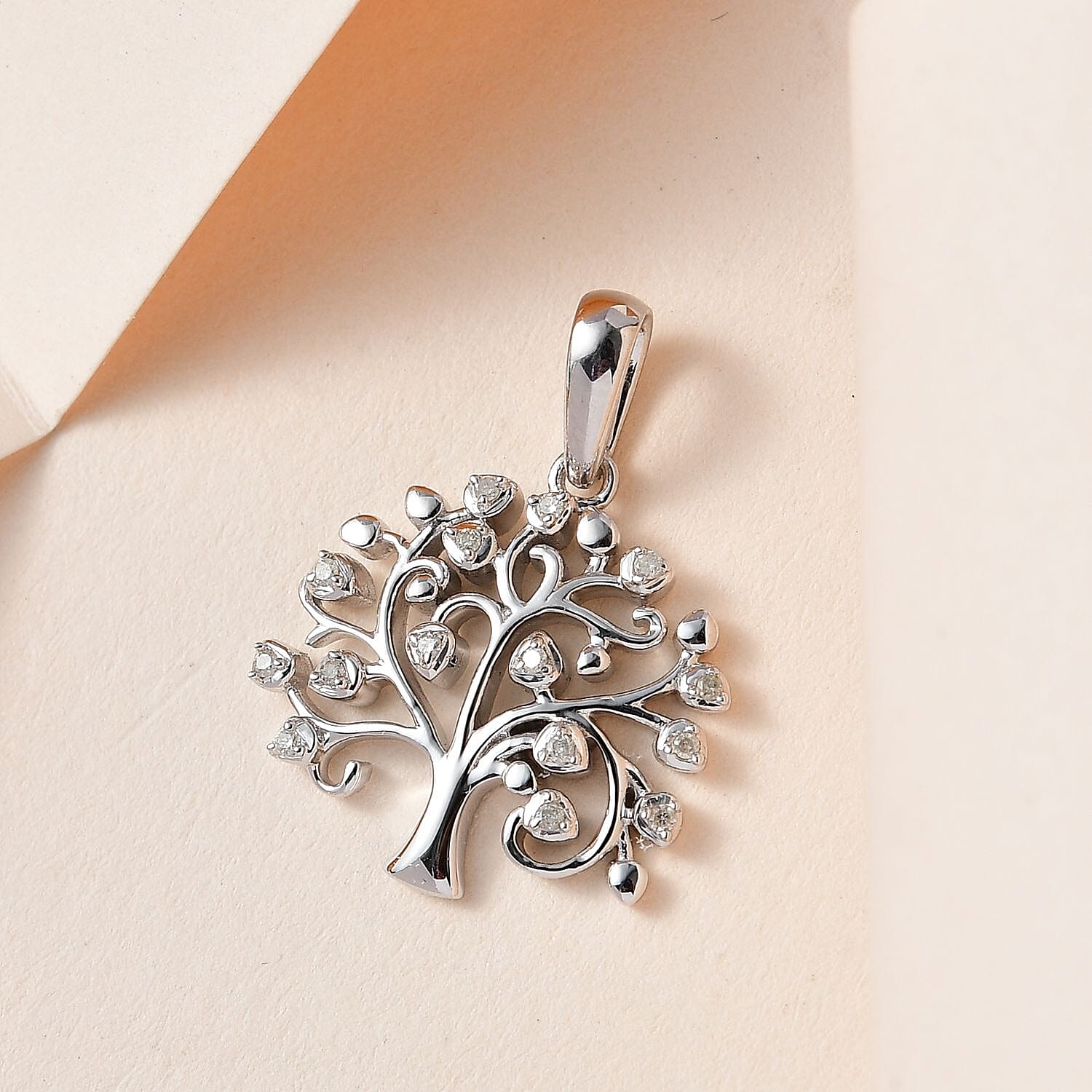 9K White Gold SGL Certified Diamond (G-H) Tree of Life Pendant
