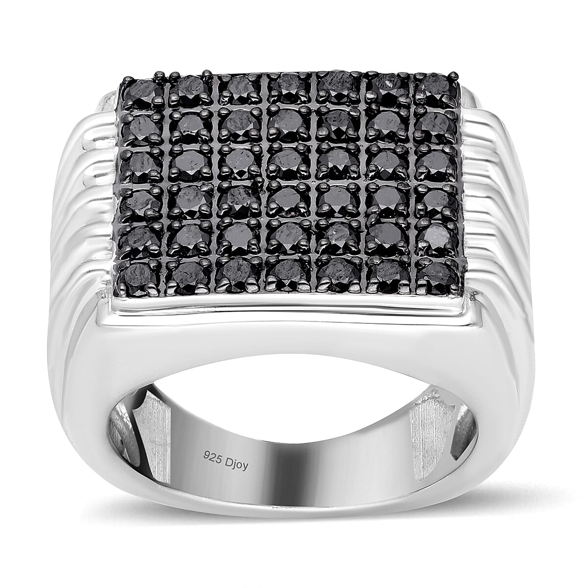 Mens sterling silver deals black diamond ring