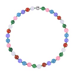 Jade NecklaceE (Size - 24) in Rhodium Overlay Sterling Silver 1140.00 ct 1140.000 Ct.