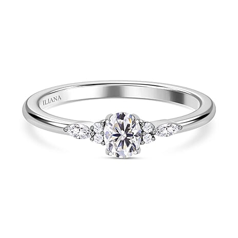 ILIANA - 18K W Gold IGI Certified Diamond (SI-G-H) Ring 0.50 Ct