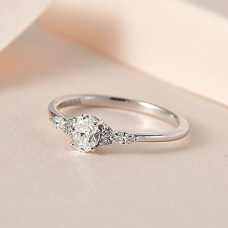 ILIANA - 18K W Gold IGI Certified Diamond (SI-G-H) Ring 0.50 Ct