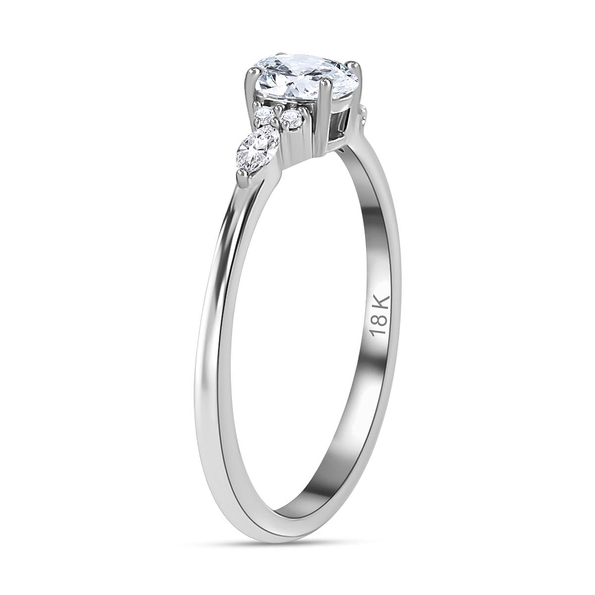 ILIANA - 18K W Gold IGI Certified Diamond (SI-G-H) Ring 0.50 Ct