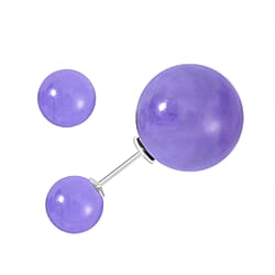 Purple Jade Earring in Rhodium Overlay Sterling Silver