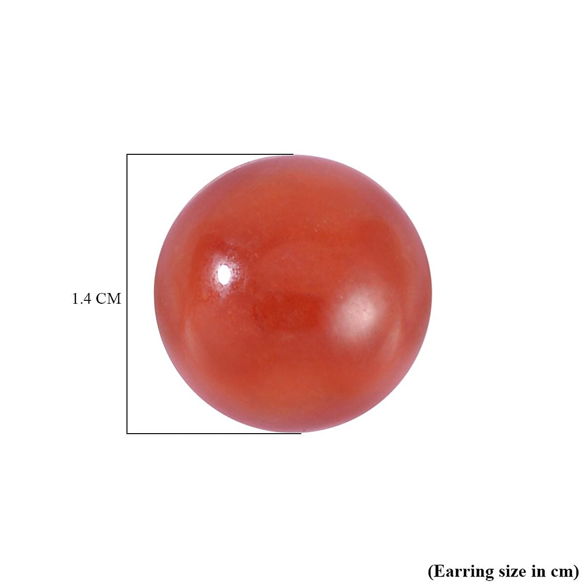 Red Jade Ball Stud Earrings  in Rhodium Overlay Sterling Silver
